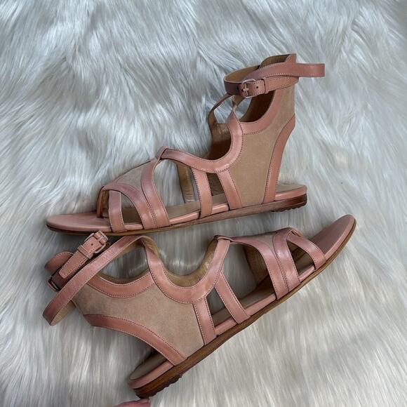 Balenciaga Pink Suede and Leather Gladiator Sandals - Picture 7 of 12